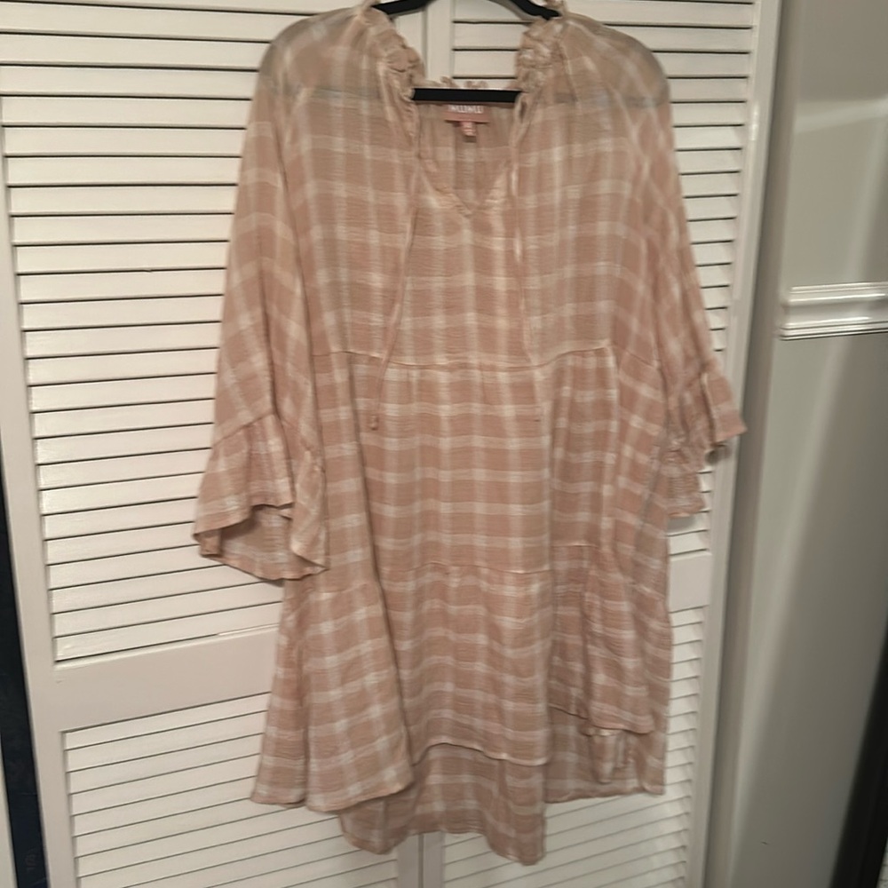 Show me your mumu Viola mini dress- cream plaid size XL
